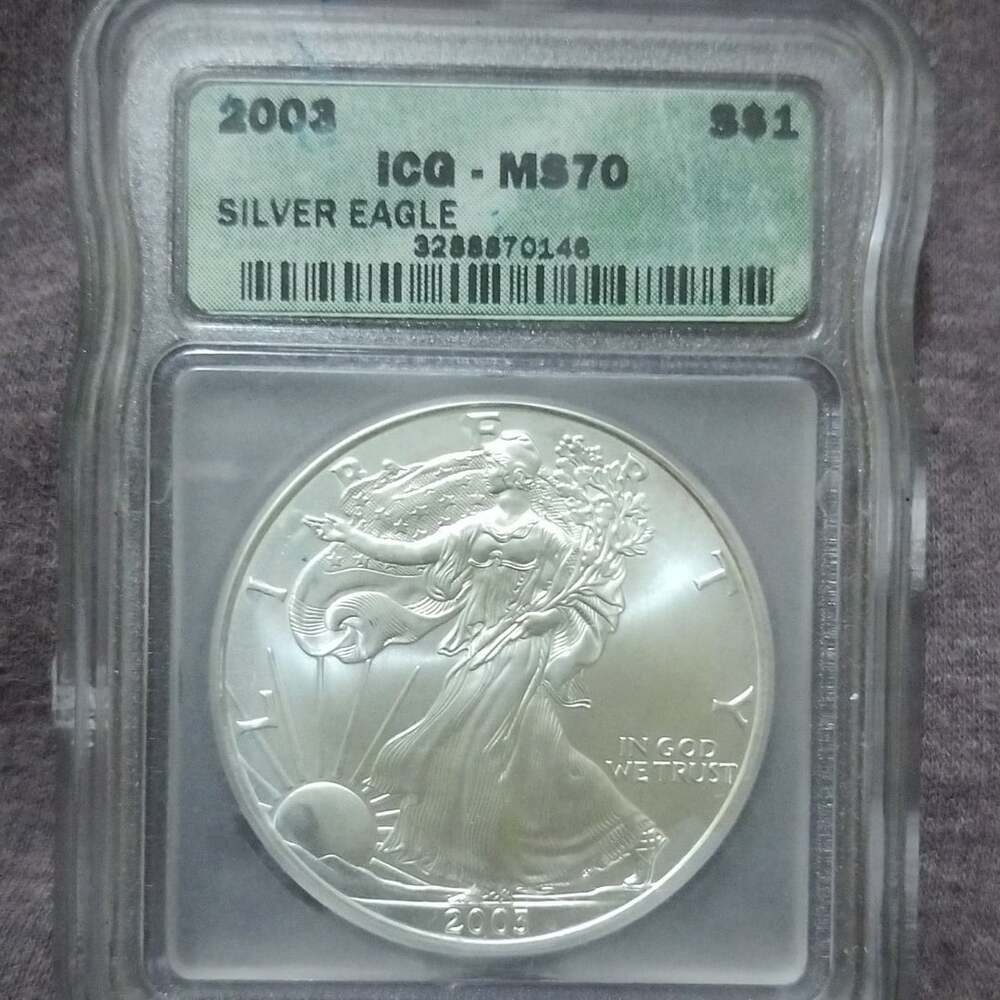 2003 US Silver Eagle Dollar Coin ICG MS70